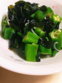 超簡単!オクラとわかめとしらすの和え物-レシピのメイン写真