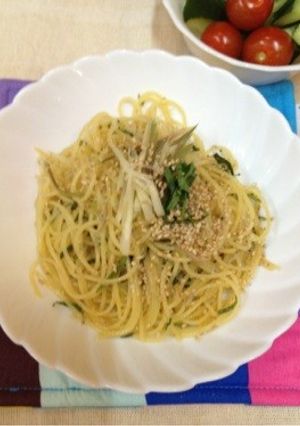 夏向き簡単！ちりめんと茗荷と大葉のパスタ-レシピのメイン写真