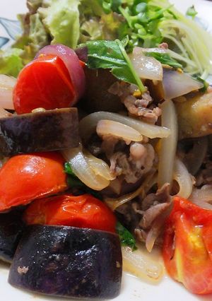 牛肉トマト茄子のバジル炒め-レシピのメイン写真