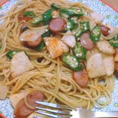 รูปของ パスタ～ｵｸﾗ・山芋・ｳｨﾝﾅｰ～