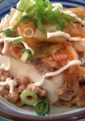 豆腐の納豆キムチ乗せ♡-レシピのメイン写真