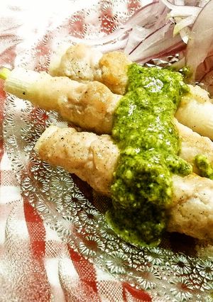 バジルソースで豚ねぎ巻き-レシピのメイン写真