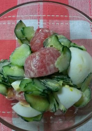 トマトきゅうりサラダ(ゆで卵入り)-レシピのメイン写真