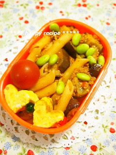 ハンバーグリメイク!お弁当にナスのペンネ-レシピのメイン写真
