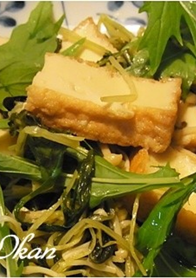 厚揚げと水菜のぽん酢炒め-レシピのメイン写真