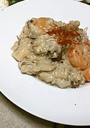 ご飯で簡単♪海老と舞茸のクリームリゾット-レシピのメイン写真