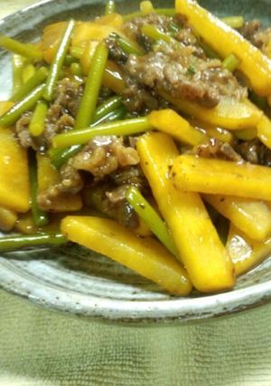 牛肉とニンニクの芽のオイスターソース-レシピのメイン写真