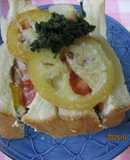 贅沢なエビとクリームチーズトマトサンド😋