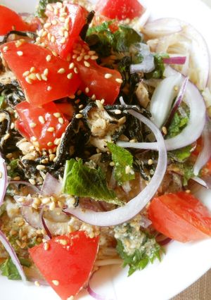 ひじきとツナとトマトの胡麻ダレそうめん-レシピのメイン写真