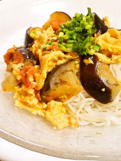なす、トマト、ふわトロ卵かけ☆そうめん♪-レシピのメイン写真