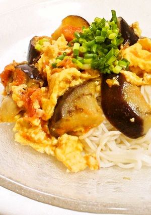 なす、トマト、ふわトロ卵かけ☆そうめん♪-レシピのメイン写真