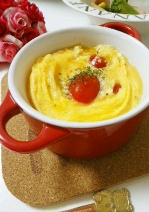レンジで簡単☆ミニトマトのオムレツ☆-レシピのメイン写真