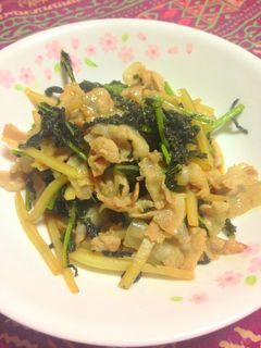 大根の葉と大根の皮の肉野菜炒め♡-レシピのメイン写真