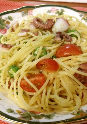 簡単ジェノベーゼ冷製パスタ　タコ・野菜-レシピのメイン写真