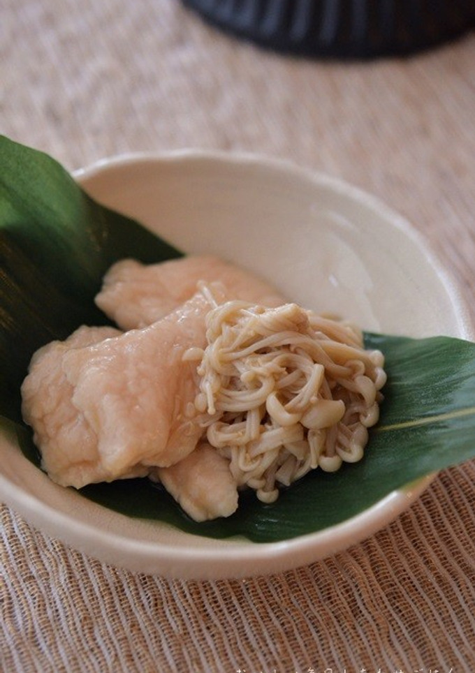 つるん♪鶏とえのきのわさびめんつゆ和え-レシピのメイン写真