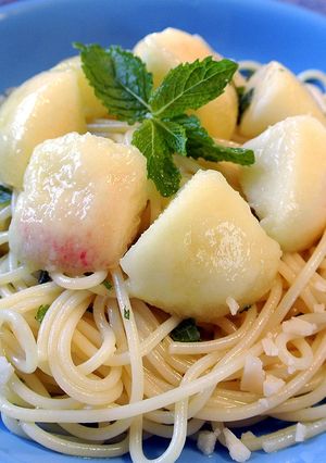サラダ感覚☆桃の冷製パスタ-レシピのメイン写真