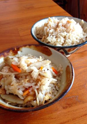 鶏皮で 美味しいゴボウの炊込ご飯-レシピのメイン写真