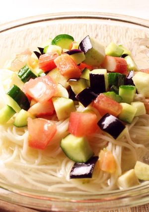 3種の夏野菜の冷やし鶏だしそうめん☆-レシピのメイン写真