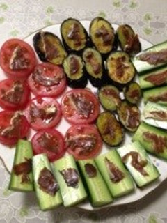 夏野菜&へしこで簡単おつまみ!-レシピのメイン写真