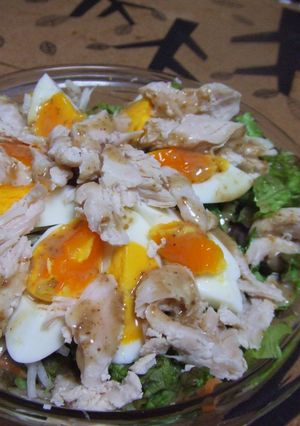 鶏たまde豪快☆親子DONサラダ素麺-レシピのメイン写真