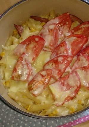 お鍋一つ　ペンネとトマトのコーングラタン-レシピのメイン写真