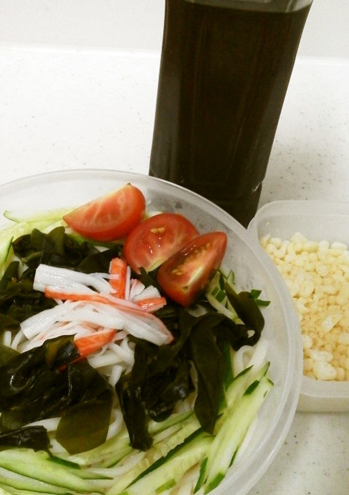 夏の麺弁当で一番簡単！冷やしたぬき弁当-レシピのメイン写真