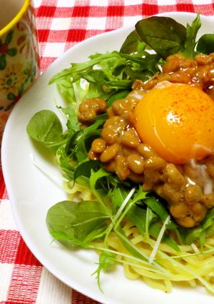 夏バテに！納豆とキムチの冷たいまぜ麺★-レシピのメイン写真