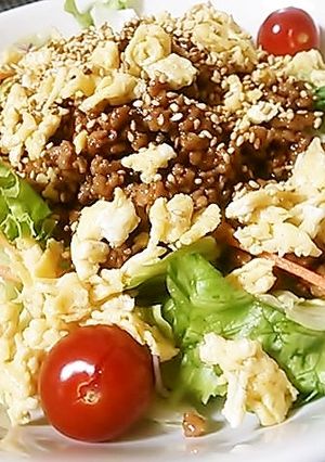 ひき肉とたまごでサラダ♪-レシピのメイン写真