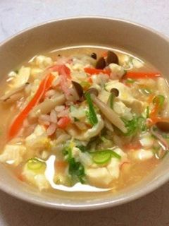 豆腐とカニかまのほっこり雑炊(*´▽`*-レシピのメイン写真