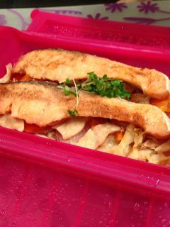 ルクエ 鮭と野菜きのこ蒸し クリーム風味-レシピのメイン写真