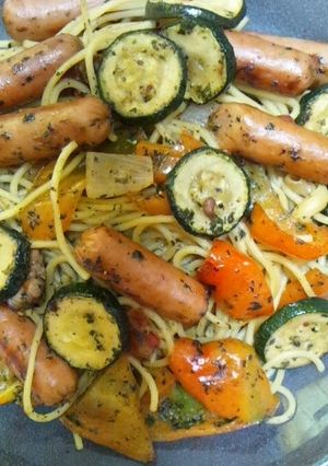 ズッキーニとウィンナーの大葉パスタ-レシピのメイン写真