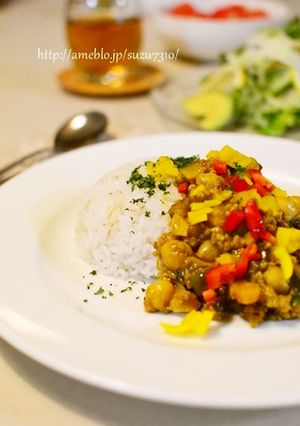 夏野菜とお豆さんのドライカレー-レシピのメイン写真