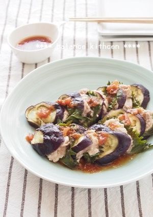 レンジで！なすと豚肉の青じそ重ね蒸し-レシピのメイン写真