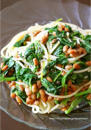 モロヘイヤと納豆のパスタ-レシピのメイン写真