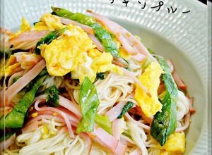 簡単！レタスとハムのそうめんチャンプルー-レシピのメイン写真