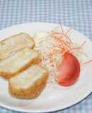 豆富チーズつくねの蓮根はさみ揚げ