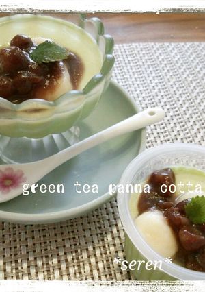 抹茶のパンナコッタ～小豆・豆腐白玉添え～-レシピのメイン写真
