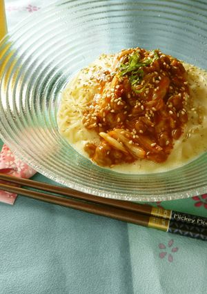 ふわッ食感★夏の釜玉キムチ納豆そうめん★-レシピのメイン写真