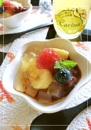 フルーツあんみつ　～梅酒ジュレを添えて　-レシピのメイン写真
