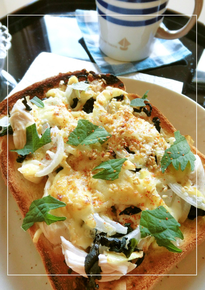 鶏ささみとわかめの和トースト-レシピのメイン写真