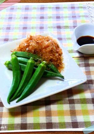 おかか醤油で頂く♡焼きオクラ-レシピのメイン写真