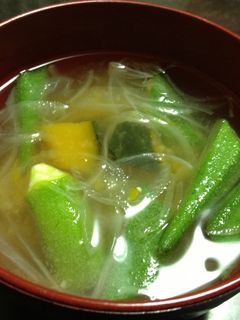 オクラとかぼちゃの夏のお味噌汁-レシピのメイン写真