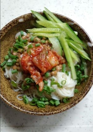 納豆＆キムチそうめん-レシピのメイン写真