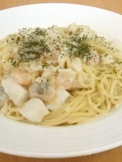 ガーリック海鮮クリームパスタ-レシピのメイン写真