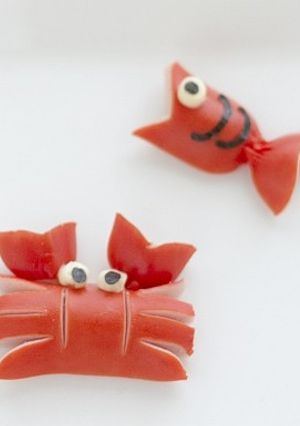 赤ウィンナー魚・カニ♪夏キャラ弁当飾り-レシピのメイン写真
