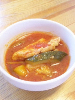 夏野菜。ズッキーニとセロリの鶏もも煮-レシピのメイン写真