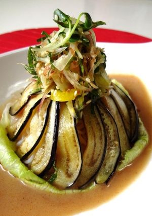 焼き茄子のピーナツダレ冷やし麺♪-レシピのメイン写真