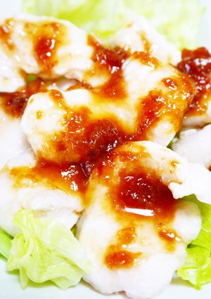 夏☆鶏むね肉水晶鶏の梅肉おかか醤油だれ-レシピのメイン写真