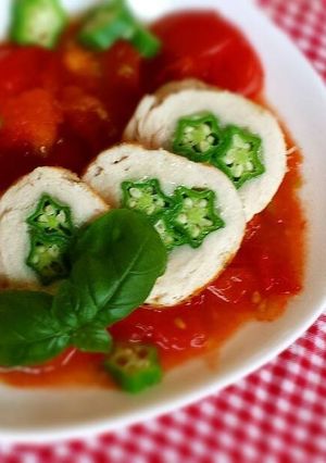 オクラのロールチキン♪トマト煮込み風-レシピのメイン写真