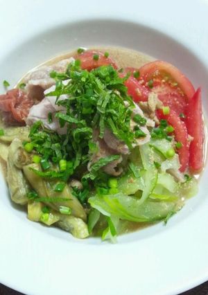 プリプリ豚しゃぶの梅ゴマ冷やしうどん-レシピのメイン写真